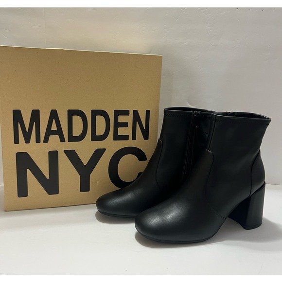 MADDEN NYC Women's Side 9 Bootie Zip black Ankle Heel Boots Comfort Form NEW - Picture 7 of 10